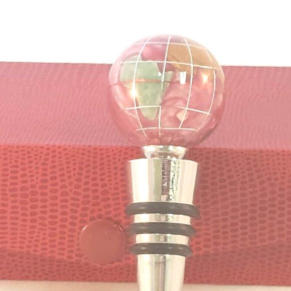 Wine Stopper Cork Around The World Glass Marble w/Case By Alexander Xalifano - Picture 5 of 9